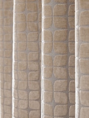 Champagne Gold Geometric Velvet Eyelet Lined Curtains - Image 5 of 5