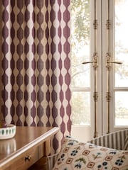 Wiggle Print Touch of Linen Eyelet Lined Curtains - 圖片 7，共 8