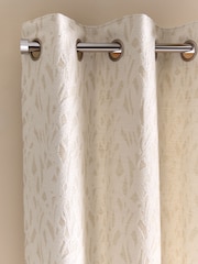 Natural Cosy Leaf Jacquard Lined Eyelet Curtains - Image 1 of 5