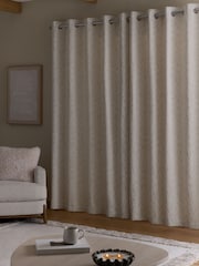 Natural Cosy Leaf Jacquard Lined Eyelet Curtains - Image 3 of 5