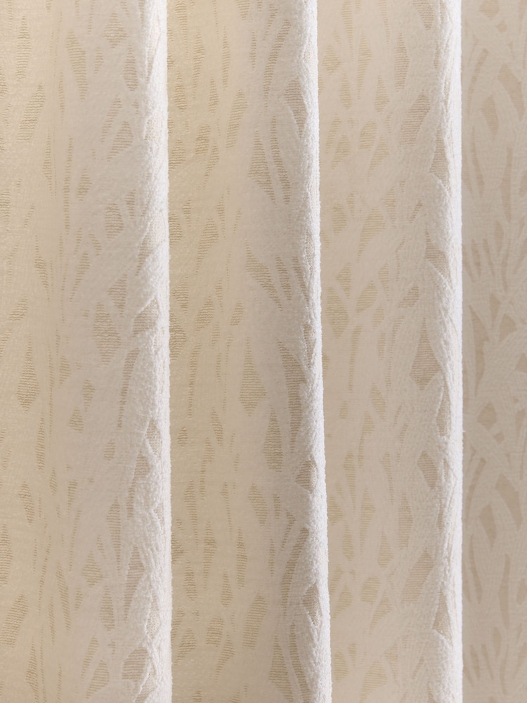 Natural Cosy Leaf Jacquard Lined Eyelet Curtains - Image 5 of 5 Natural Cosy Leaf Jacquard Lined Eyelet Curtains - Image 5 of 5