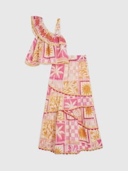 River Island Pink Postcard Aysmmetric Top & Maxi Skirt Set - Image 3 of 5