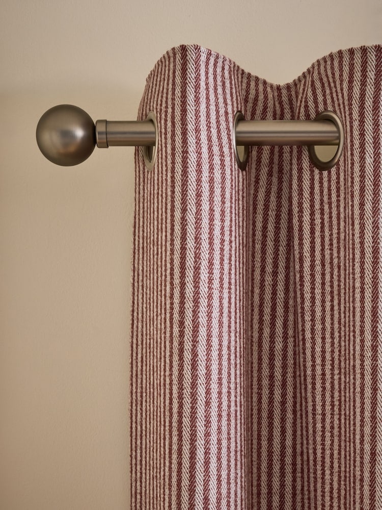 Burgundy Red Brushed Stripe Lined Eyelet Curtains - Image 1 of 5 Burgundy Red Brushed Stripe Lined Eyelet Curtains - Image 1 of 5