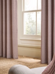 Burgundy Red Brushed Stripe Lined Eyelet Curtains - Image 4 of 5