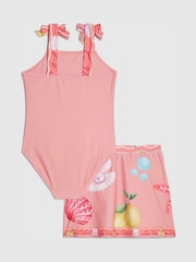 River Island Pink Under The Sea Swimsuit & Skirt Set - Image 2 of 5
