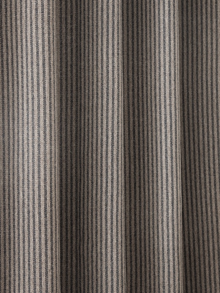 Navy Blue Brushed Stripe Lined Eyelet Curtains - Image 5 of 5