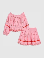 River Island Pink Embellished Frill Top & Skirt Set - Image 2 of 5