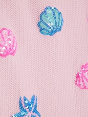 River Island Pink Sequin Shell Aysmmetric Swimsuit - Image 3 of 4