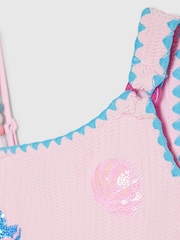 River Island Pink Sequin Shell Aysmmetric Swimsuit - Image 4 of 4