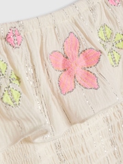 River Island White Neon Embrodiered Frill Top & Hareem Trousers Set - Image 4 of 4