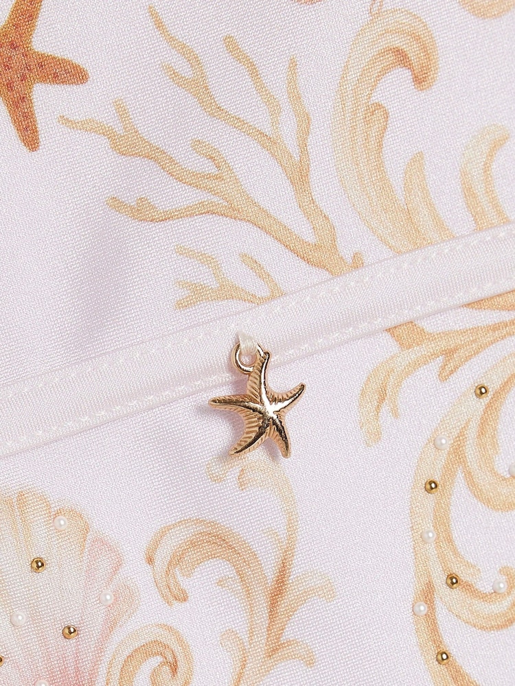 River Island Cream Chain Border Print Embellished Swimsuit - Image 3 of 3 River Island Cream Chain Border Print Embellished Swimsuit - Image 3 of 3