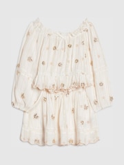 River Island Cream Embelished Frill Bardot Top & Skirt Set - Image 3 of 5