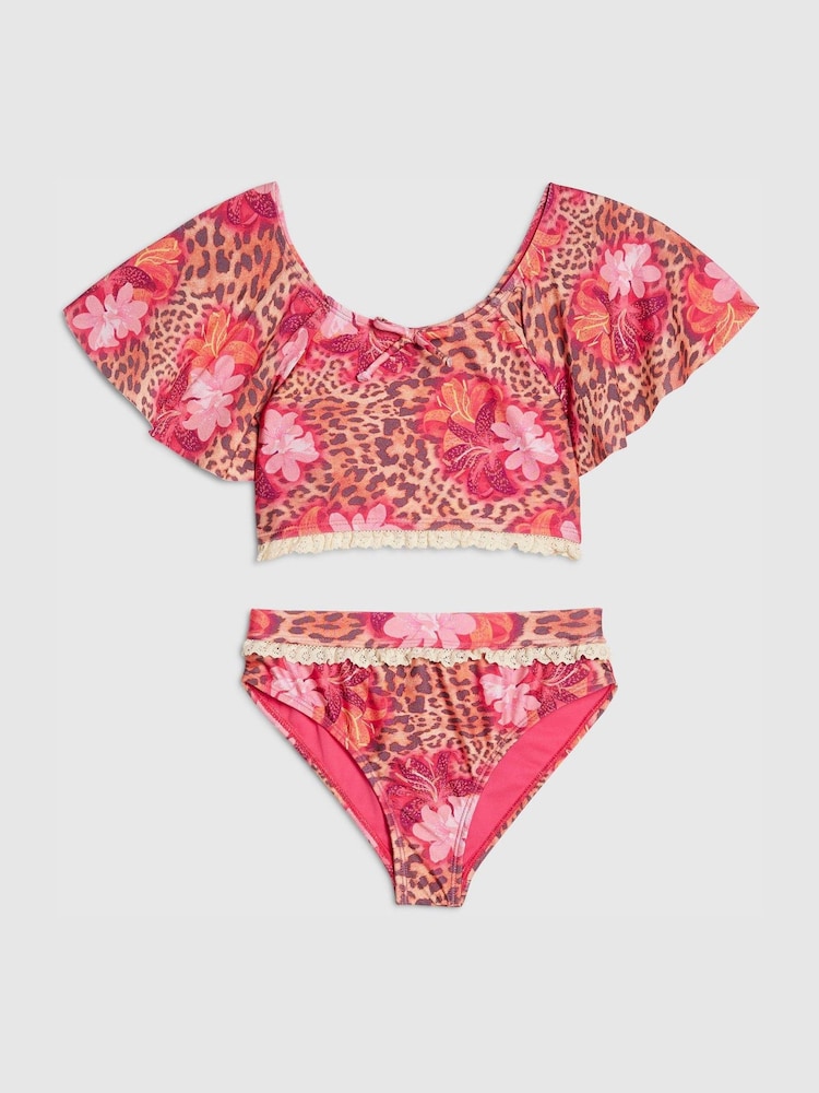 River Island Brown Floral Leopard Print Bikini - Image 1 of 4 River Island Brown Floral Leopard Print Bikini - Image 1 of 4
