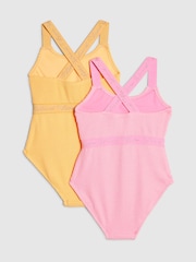 River Island Pink Logo Textured Swimsuit 2 Pack - Image 2 of 4
