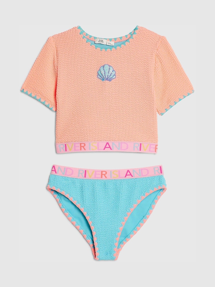 오렌지 - River Island 로고 텍스처 티셔츠 비키니 - 4의 이미지 1