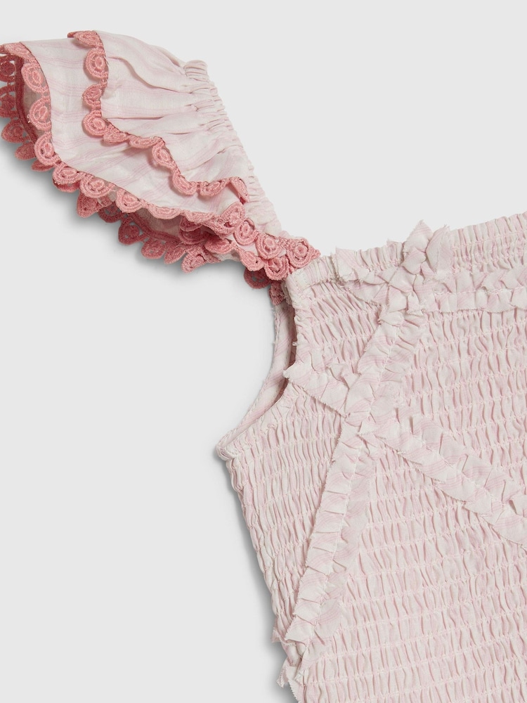 River Island Pink Stripe Frill Top & Trousers Set - Image 4 of 4