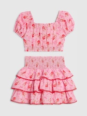 River Island Pink Strawberry Puff Sleeve Top & Rara Skirt Set - Image 2 of 4