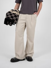 Prohibited Cream Redline Double Pleated Trousers - Image 1 of 5