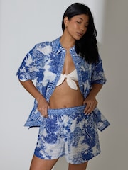 South Beach Blue Leopard Safari Print Beach Shorts - Image 4 of 6