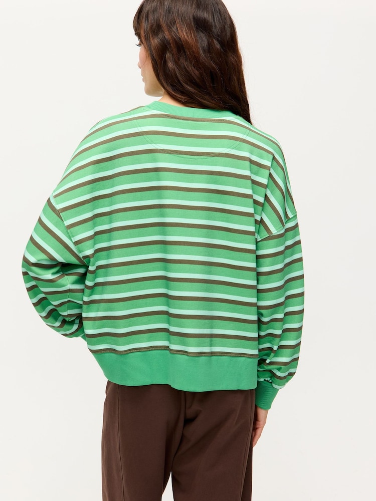 Oliver Bonas Green Green Striped Sweatshirt - Image 2 of 8