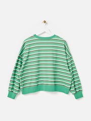 Oliver Bonas Green Green Striped Sweatshirt - Image 4 of 8