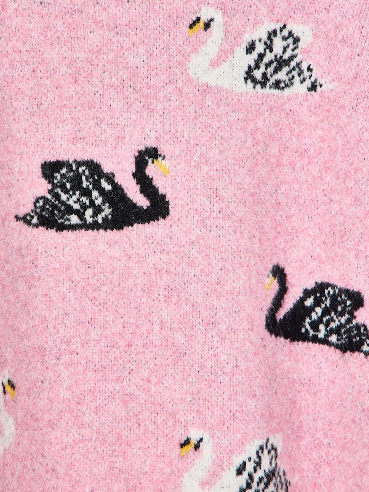 Oliver Bonas Pink Pink Swan Crew Neck Knitted Jumper - Image 8 of 8 Oliver Bonas Pink Pink Swan Crew Neck Knitted Jumper - Image 8 of 8