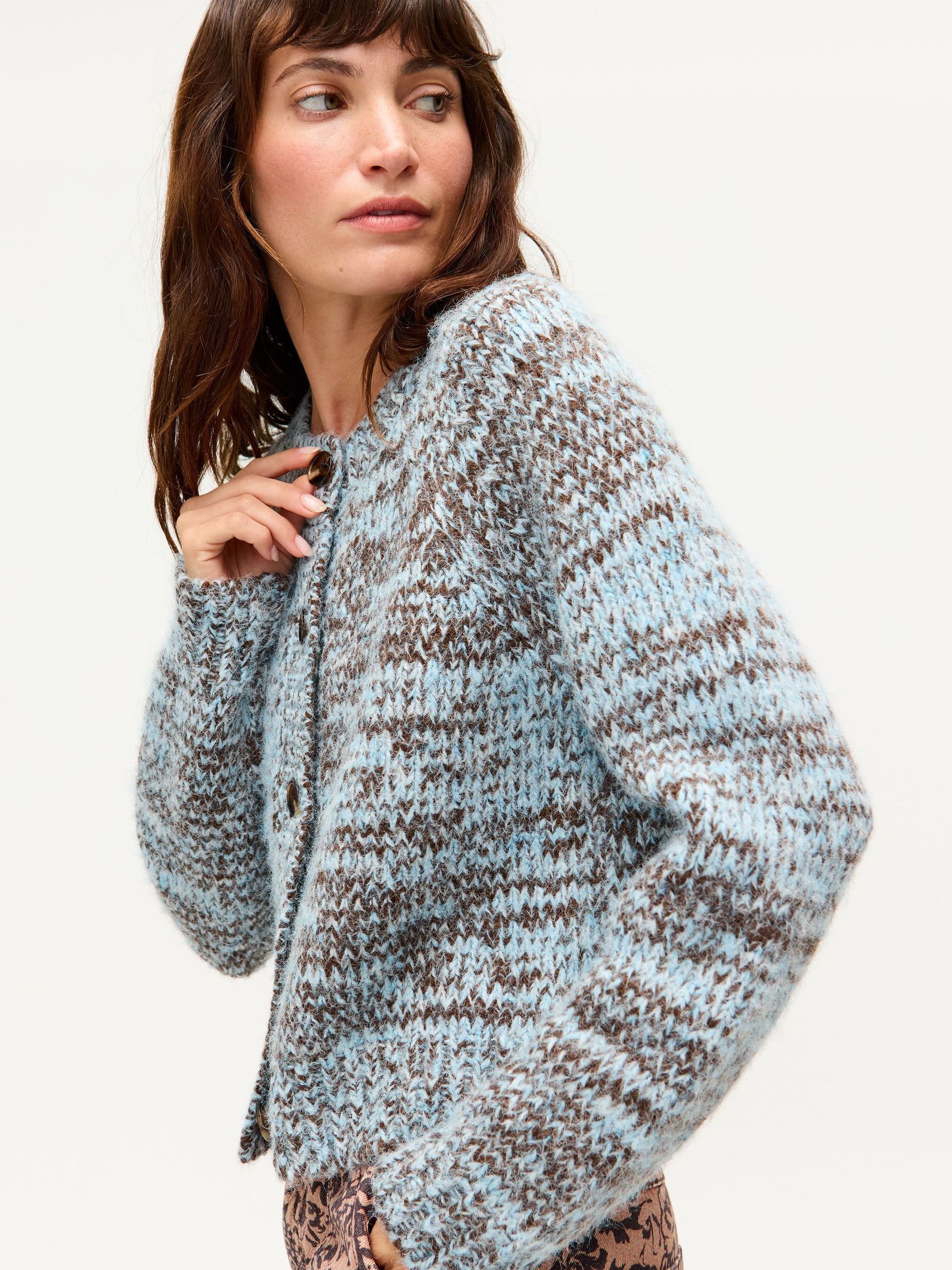 Buy Oliver Bonas Blue Chocolate Brown & Blue Crew Neck Knitted