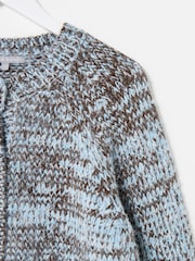 Oliver Bonas Blue Chocolate Brown & Blue Crew Neck Knitted Cardigan - Image 6 of 8