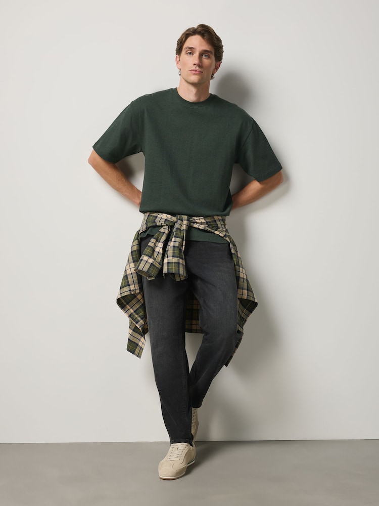 Green Marl Relaxed Fit Heavyweight T-Shirt - Image 2 of 4 Green Marl Relaxed Fit Heavyweight T-Shirt - Image 2 of 4