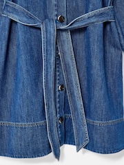 Oliver Bonas Blue Denim Embroidered Collar Mini Shirt Dress - Image 8 of 8