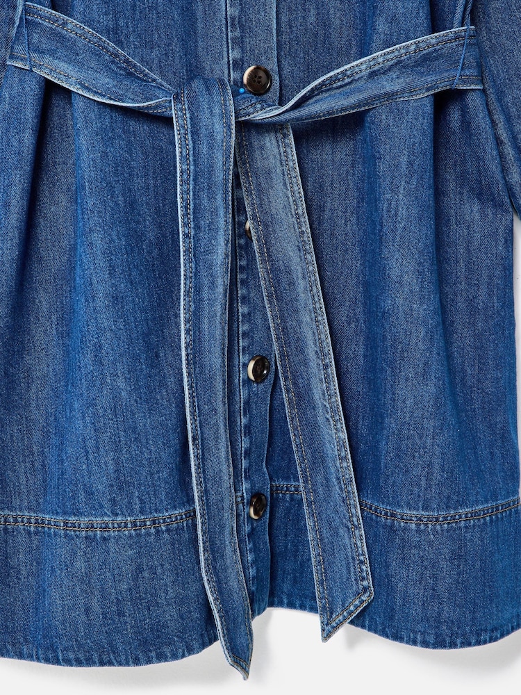 Oliver Bonas Blue Denim Embroidered Collar Mini Shirt Dress - Image 8 of 8 Oliver Bonas Blue Denim Embroidered Collar Mini Shirt Dress - Image 8 of 8