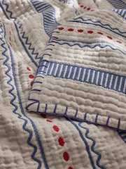 Lia Gold x Next Blue/White Mark Making Stripe Throw - Image 3 of 6