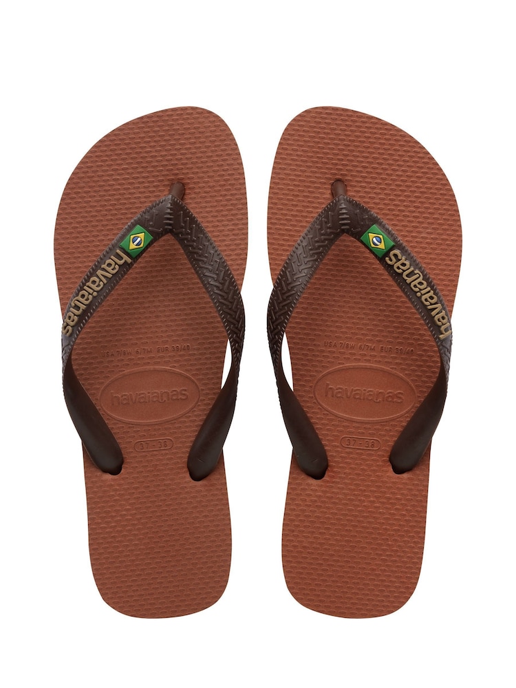 Havaianas Rust Coffee Brasil Logo Flip Flops - Image 1 of 6