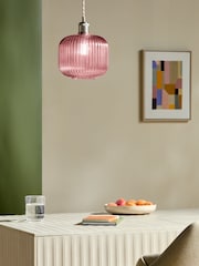 MADE.COM Pink Briz Ribbed Glass Easy Fit Light Shade - Image 1 of 5