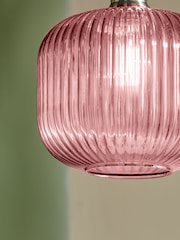 MADE.COM Pink Briz Ribbed Glass Easy Fit Light Shade - Image 2 of 5