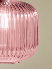 MADE.COM Pink Briz Ribbed Glass Easy Fit Light Shade - Image 3 of 5