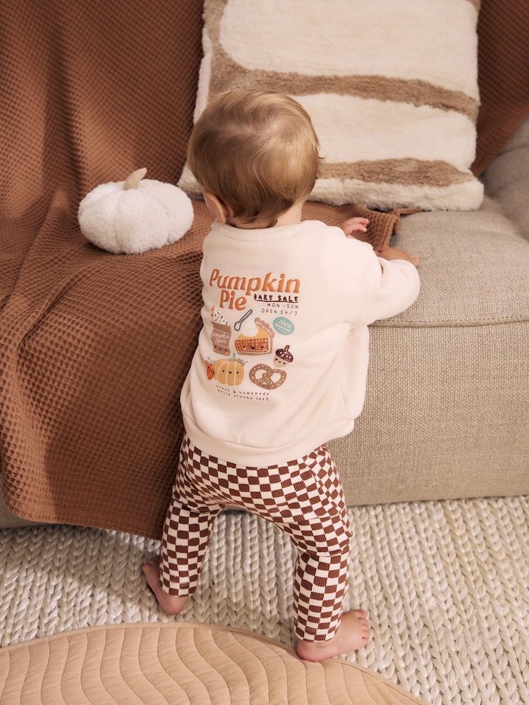Neutral Pumpkin Slogan Sweat and Legging Baby Set (0mths-2yrs) - Image 1 of 14 Neutral Pumpkin Slogan Sweat and Legging Baby Set (0mths-2yrs) - Image 1 of 14