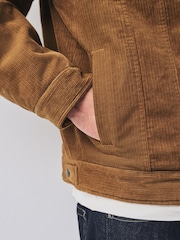 Tan Brown Cord Borg Lined Trucker Jacket - Image 2 of 8
