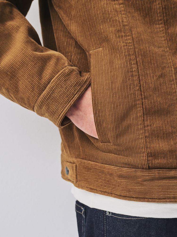 Tan Brown Cord Borg Lined Trucker Jacket - Image 2 of 8
