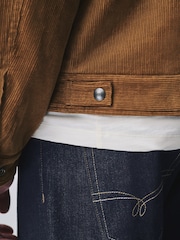 Tan Brown Cord Borg Lined Trucker Jacket - Image 3 of 8