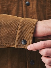 Tan Brown Cord Borg Lined Trucker Jacket - Image 4 of 8