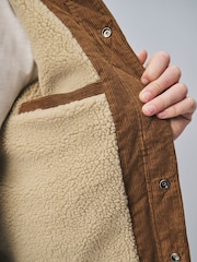 Tan Brown Cord Borg Lined Trucker Jacket - Image 6 of 8