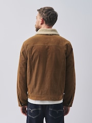 Tan Brown Cord Borg Lined Trucker Jacket - Image 7 of 8