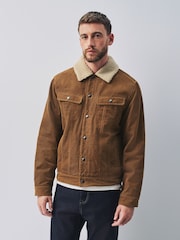 Tan Brown Cord Borg Lined Trucker Jacket - Image 8 of 8