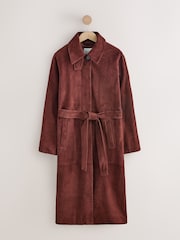 Tan Brown N. Premium Suede Belted Trench Coat - Image 6 of 8