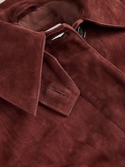 Tan Brown N. Premium Suede Belted Trench Coat - Image 8 of 8