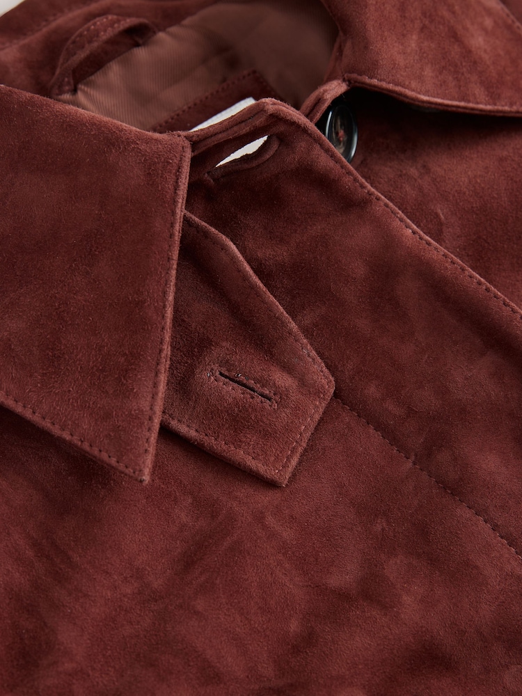 Tan Brown N. Premium Suede Belted Trench Coat - Image 8 of 8 Tan Brown N. Premium Suede Belted Trench Coat - Image 8 of 8