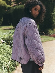 Pink/Brown National Trust X Next Reversible Shower Resistant Quilted Jacket - Image 4 of 14
