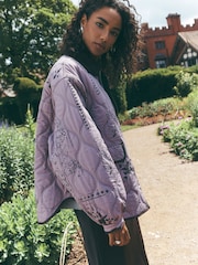 Pink/Brown National Trust X Next Reversible Shower Resistant Quilted Jacket - Image 5 of 14