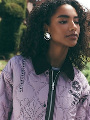 Pink/Brown National Trust X Next Reversible Shower Resistant Quilted Jacket - Image 6 of 14